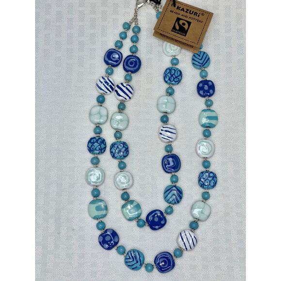 Kazuri Kenya Hand Crafted "Barbados" Fair Trade Beaded Statement Necklace NWT - Picture 3 of 4